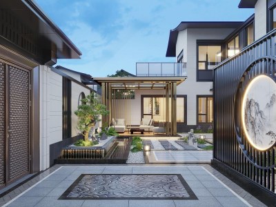新中式居家庭院3D模型下载